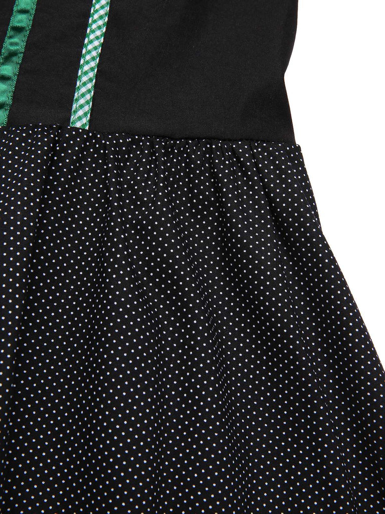 [Prévente] 2PCS Robes à pois en coton noire et tablier années 1950