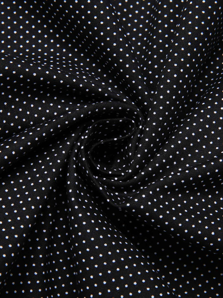 [Prévente] 3PCS Robe noire carreaux à pois en coton et haut années 1950