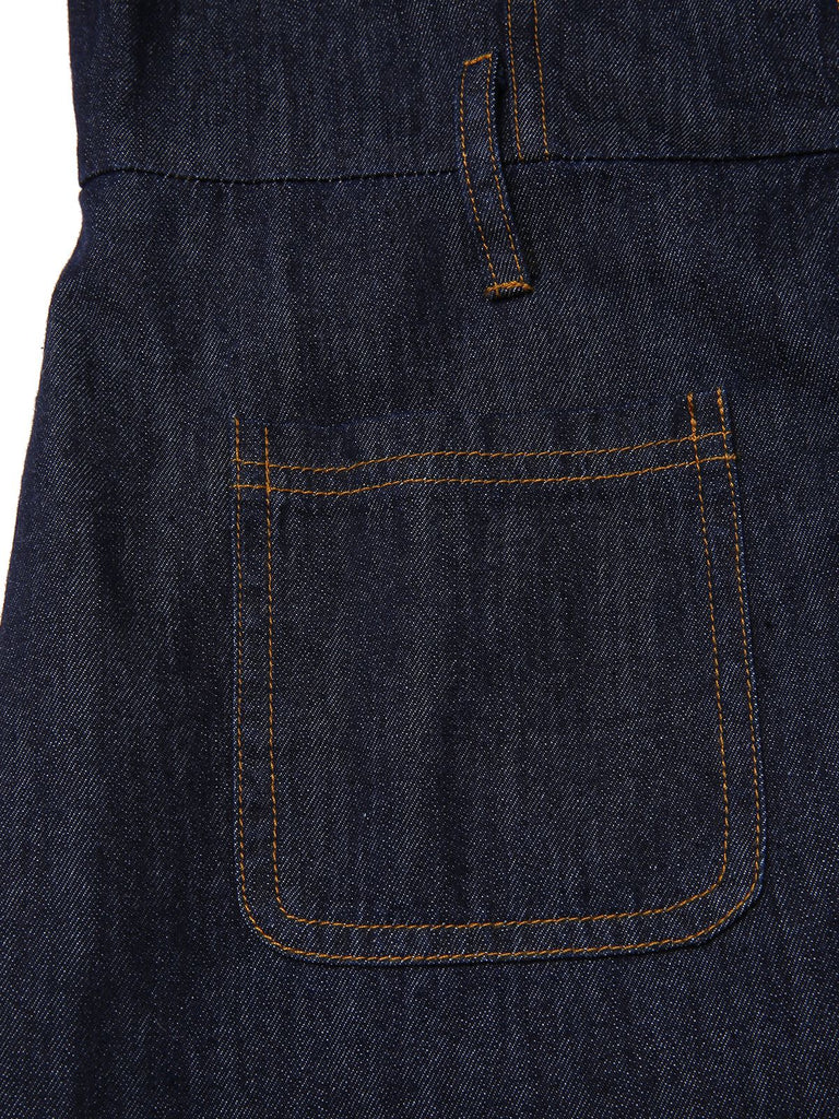 [Prévente] Combinaison bleue évasée en jean avec col années 1970