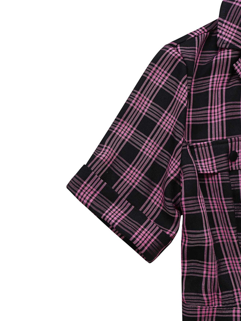 [Prévente] Combinaison noire et rose à carreaux années 40