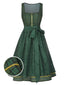 [Prévente] Robe verte à carreaux et fleurs avec tablier années 1950