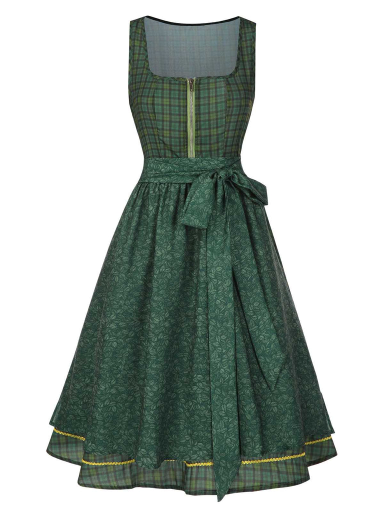 [Prévente] 2PCS Haut et robe fleurie à carreaux avec tablier années 1950