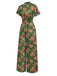 [Prévente] Combinaison boutonnée à pois et volants roses verte des années 1940