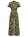 [Prévente] Combinaison boutonnée à pois et volants roses verte des années 1940