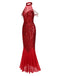 [Prévente] Robe longue rouge à paillettes et perles années 1920