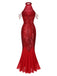[Prévente] Robe longue rouge à paillettes et perles années 1920