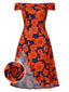 [Prévente] [Grande taille] Robe fleurs rouge à volants et épaules dénudées années 1930