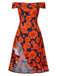 [Prévente] [Grande taille] Robe fleurs rouge à volants et épaules dénudées années 1930