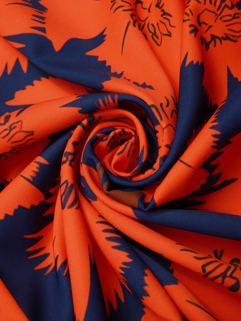 [Prévente] [Grande taille] Robe fleurs rouge à volants et épaules dénudées années 1930