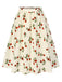 [Prévente] Jupe froncée blanche roses rouges années 1950