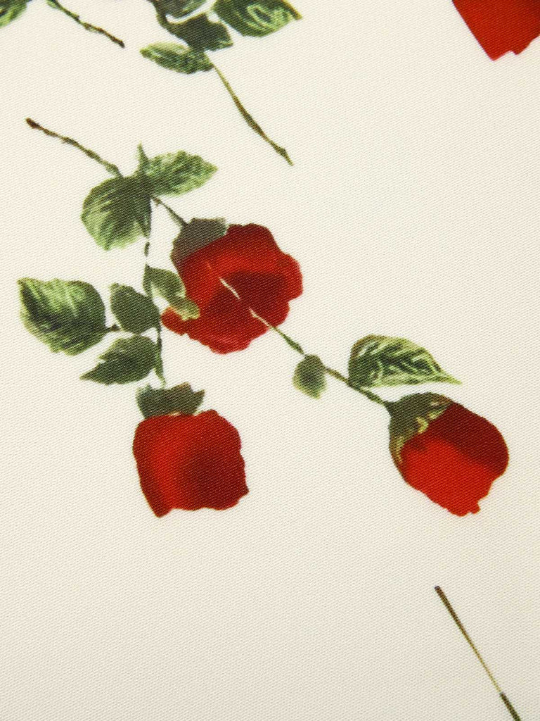 [Prévente] Jupe froncée blanche roses rouges années 1950