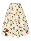 [Prévente] Jupe froncée blanche roses rouges années 1950