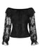 [Prévente] Haut noire en mousseline de soie jacquard années 1950