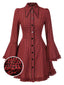 [Prévente] Robe rouge gothique à carreaux manches cloche à lacets des années 1960