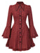 [Prévente] Robe rouge gothique à carreaux manches cloche à lacets des années 1960