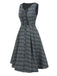 [Prévente] Robe grise à carreaux à volants années 1950