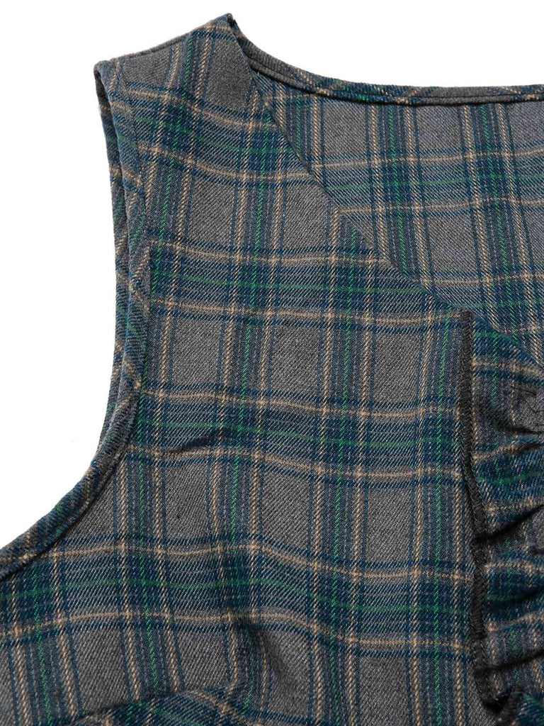 [Prévente] 2PCS Robe gris à volants et chemisier en coton années 1950