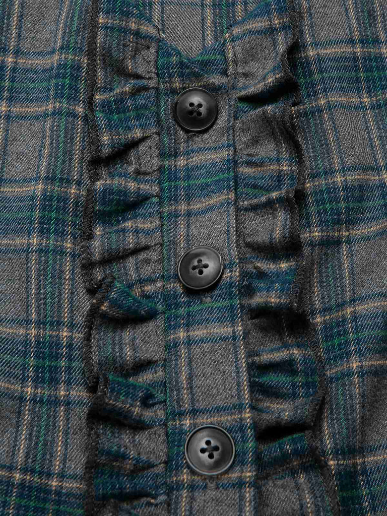 [Prévente] Robe grise à carreaux à volants années 1950