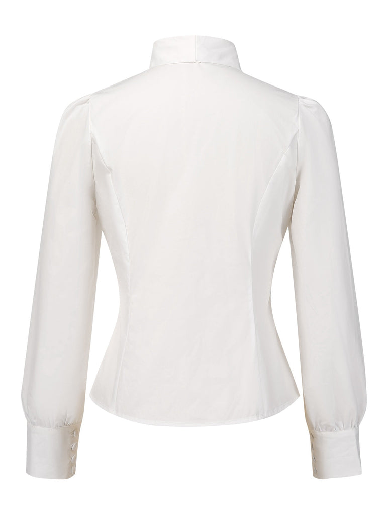 [Prévente] Chemisier blanche en coton avec nœud années 1950