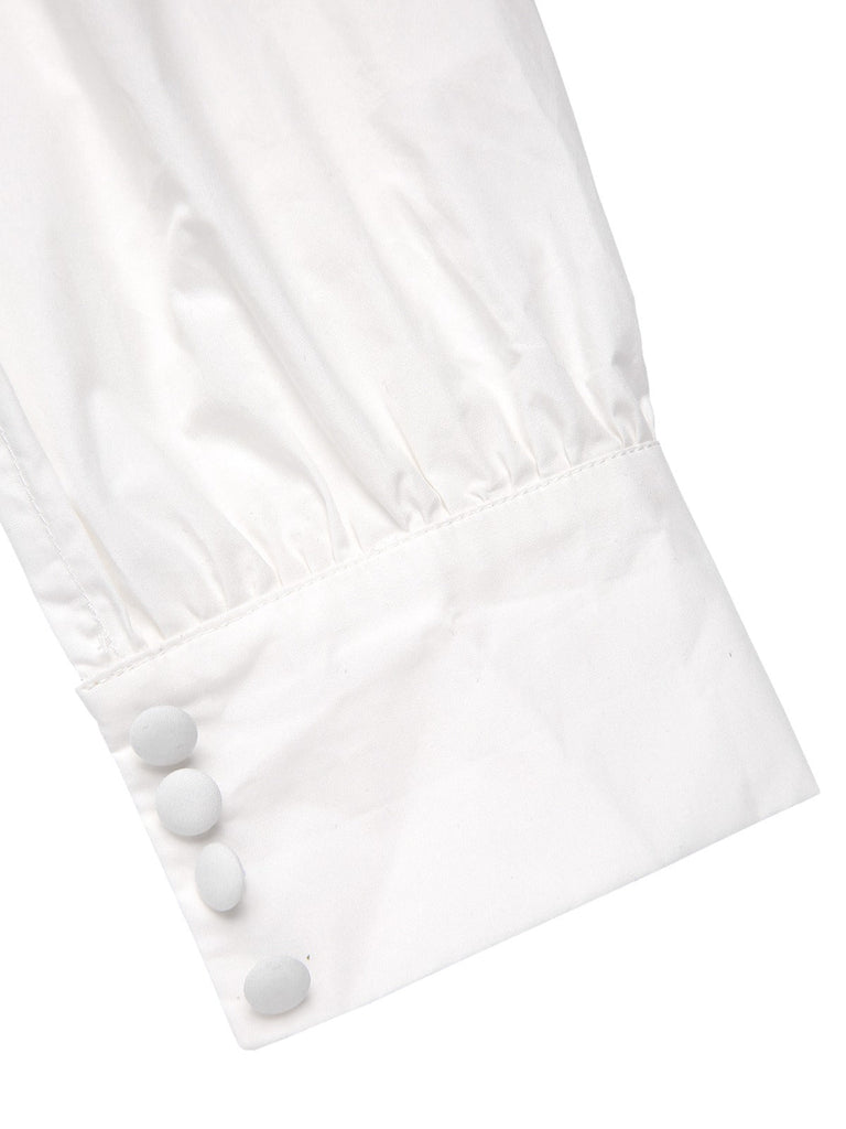 [Prévente] Chemisier blanche en coton avec nœud années 1950