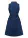 Robe en denim sans manches boutonnée bleu foncé des années 1970