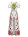 Combinaison blanche fleur à col en V profond années 1950