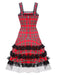 Robe à lacets et bretelles larges en tartan écossais des années 1960