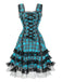 Robe à lacets et bretelles larges en tartan écossais des années 1960