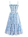 Robe de maille marguerite à bretelles à smocks des années 1940