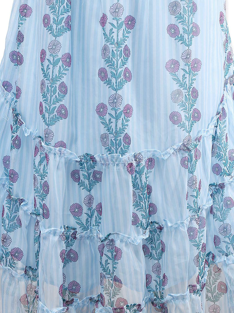 Robe de maille marguerite à bretelles à smocks des années 1940