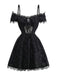 Robe d'Halloween texturée en toile d'araignée et croix des années 1950