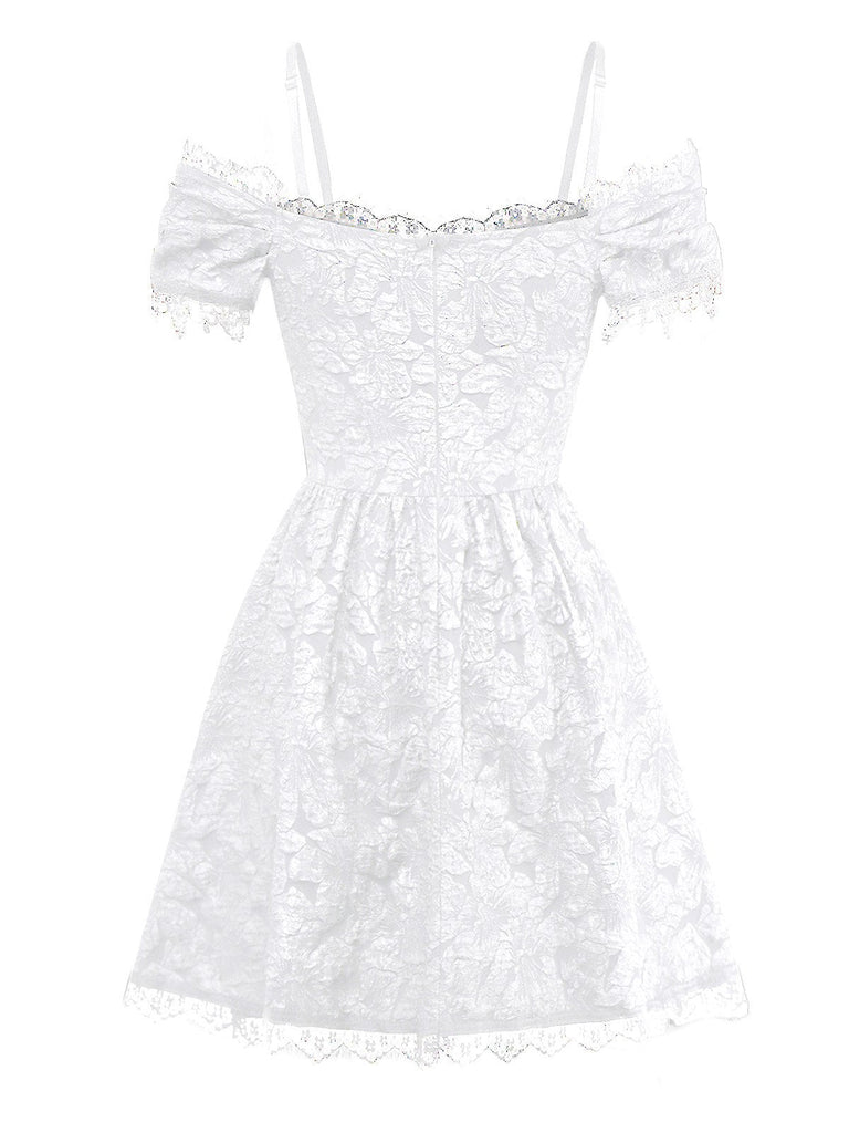 Robe d'Halloween texturée en toile d'araignée et croix des années 1950