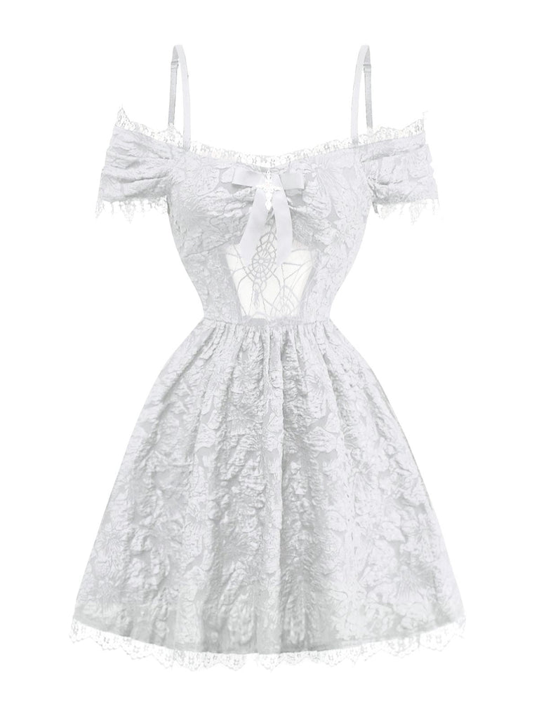 Robe d'Halloween texturée en toile d'araignée et croix des années 1950