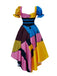 Robe de Sally The Nightmare multicolore col en cœur des années 1950