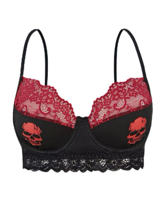 Haut court noire gothique crâne en dentelle années 1980