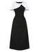 [Prévente] Robe cape froncée noire et blanche avec broche perlée des années 1940