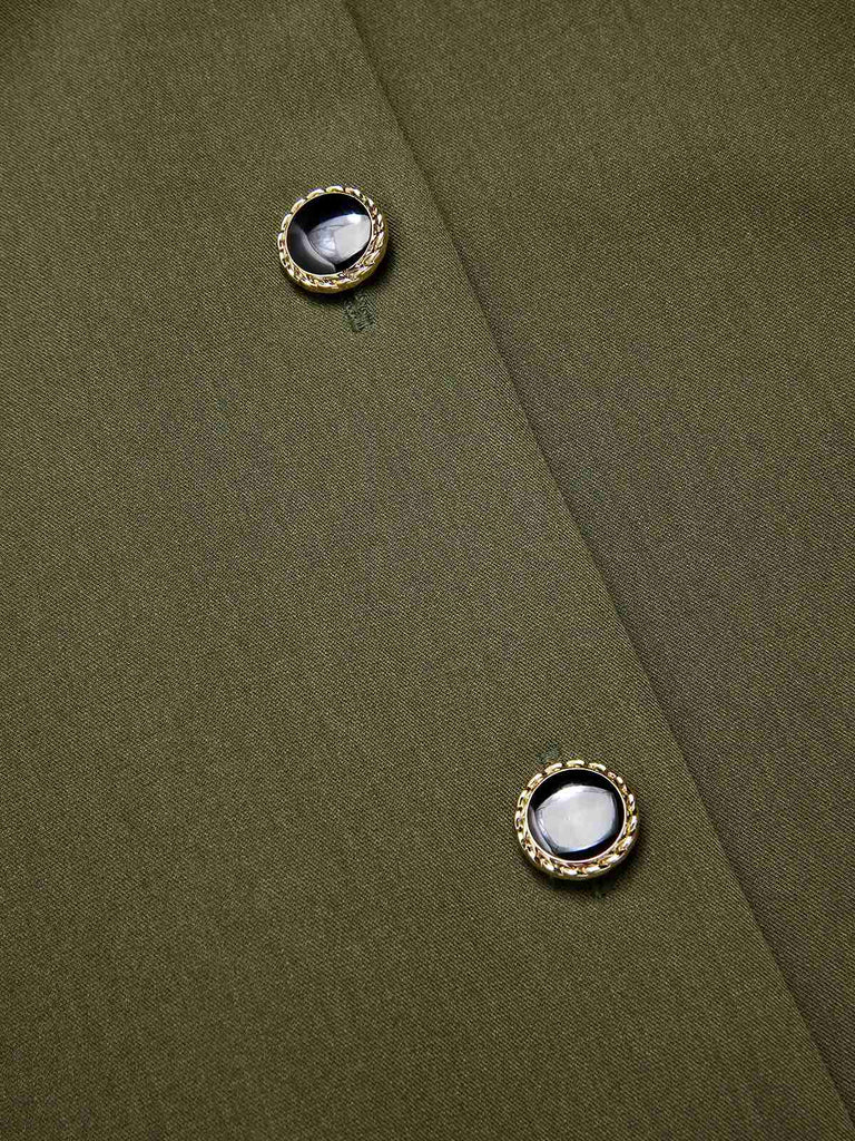 2PCS chemisier à manches lanternes et gilet à poches des années 1950