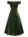 [Prévente] Robe Bardot verte en veloursà épaules dénudées années 1940