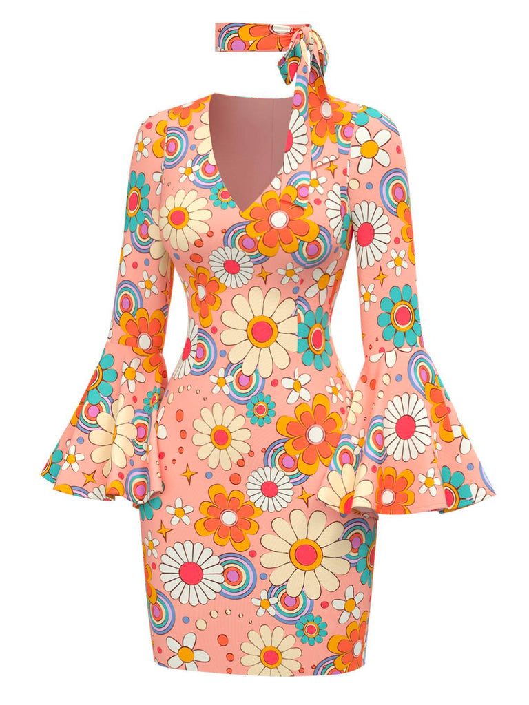 [Prévente] Robe multicolore hippie marguerites nnées 1960