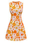 [Prévente] Robe orange marguerites sans manches années 1960