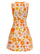 [Prévente] Robe orange marguerites sans manches années 1960
