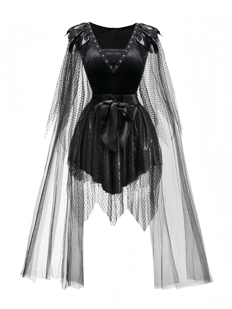 Robe noire en maille punk devil batte années 1980