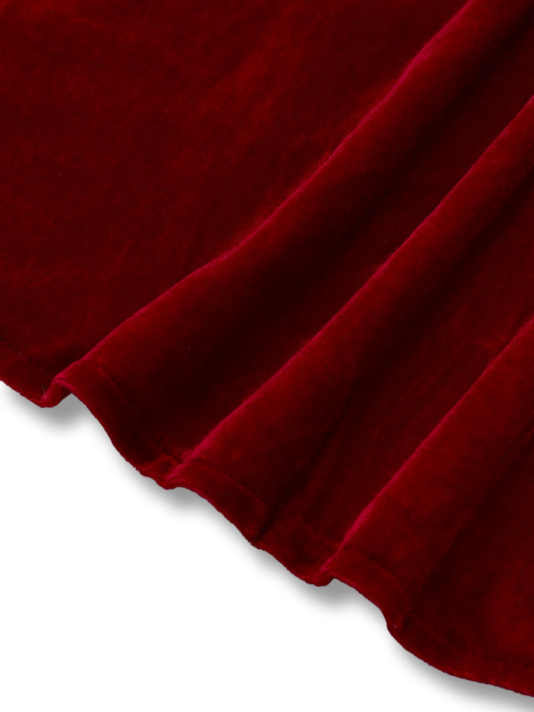 Robe rouge Ada-Wong en velours brodée de papillons années 1980