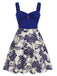 [Prévente] [Grande Taille] Robe bleu à col en cœur et boutons fleuris des années 1950