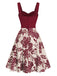 [Prévente] Robe rouge à col en cœur et boutons fleuris des années 1950