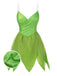 Mini-robe verte à ourlet pétales style fée Clochette des années 1970