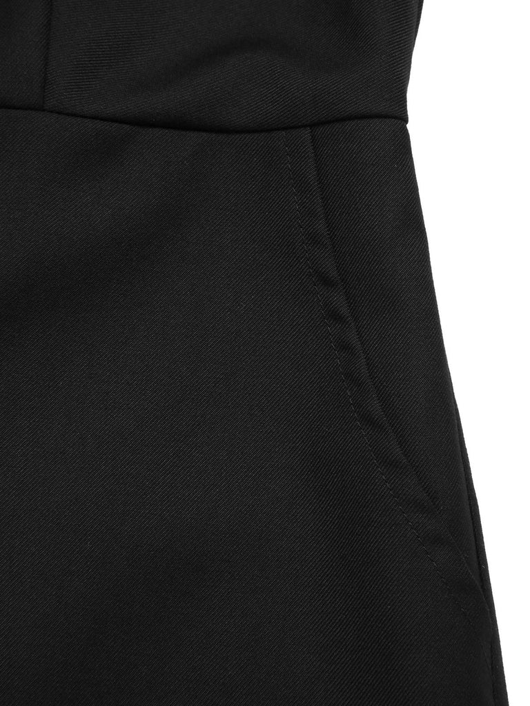 Combishort noire en maille épaules dénudées style gothique des années 1950