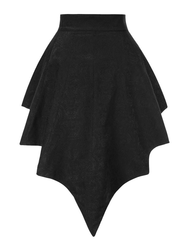 Cache-maillot noir en jacquard ourlet asymétrique style chauve-souris années 1950