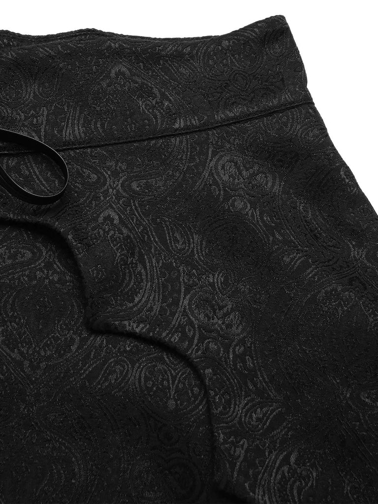 Cache-maillot noir en jacquard ourlet asymétrique style chauve-souris années 1950