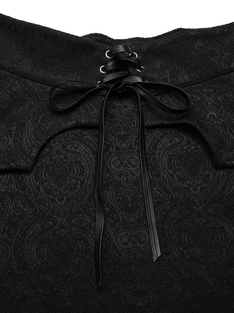 Cache-maillot noir en jacquard ourlet asymétrique style chauve-souris années 1950